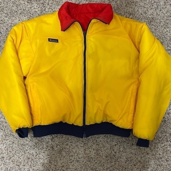 Vintage Columbia Puffer Jacket L Outdoor  Multicoloured Reversible Zip X-Large - Picture 1 of 9
